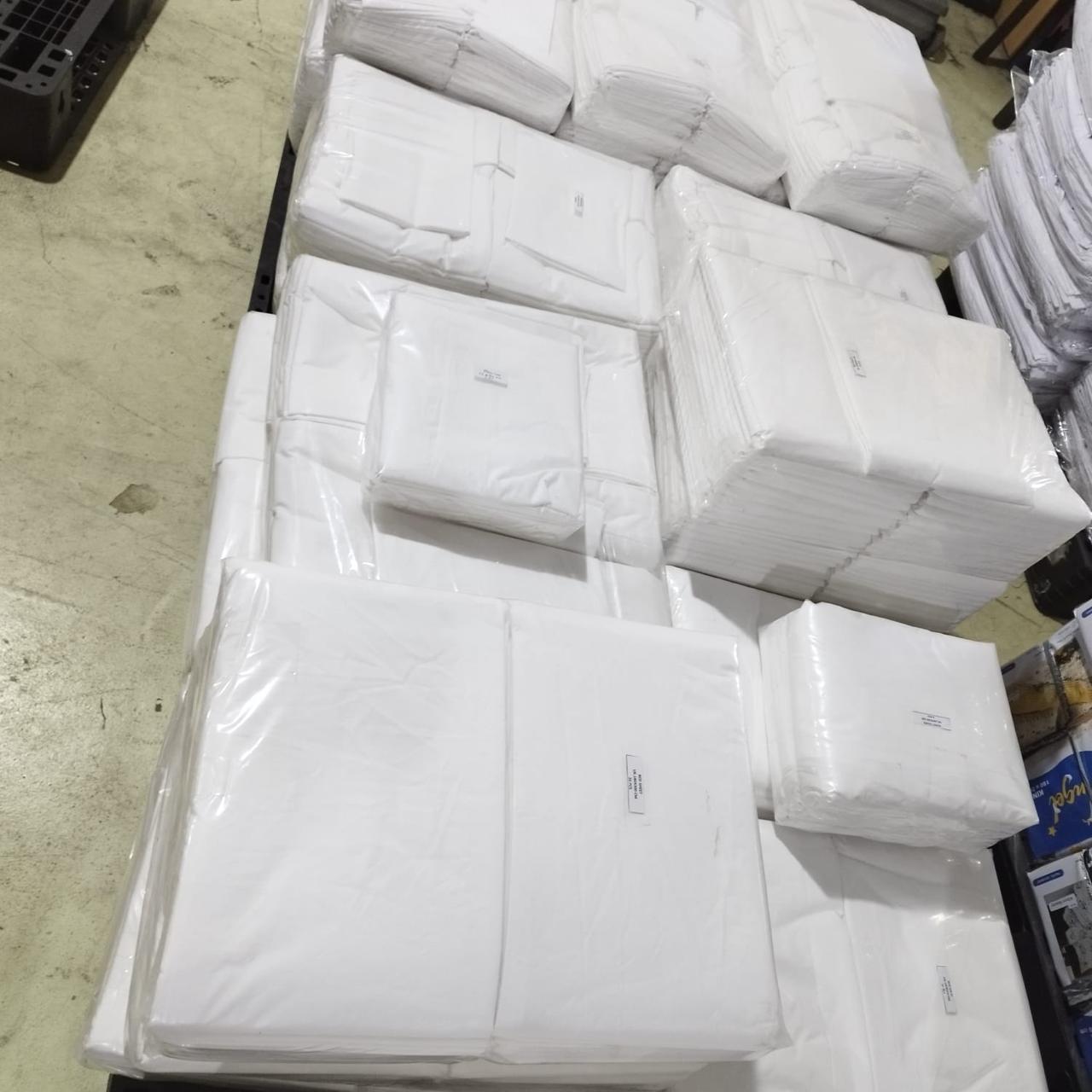 Finished hotel linen prepared for delivery